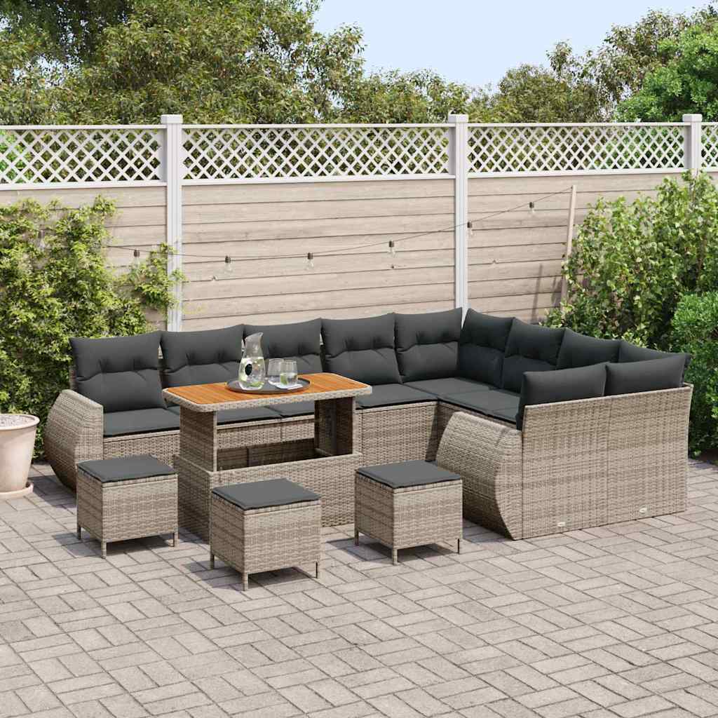 Gartensofa-set 13 pcs Grau Poly-Rattan