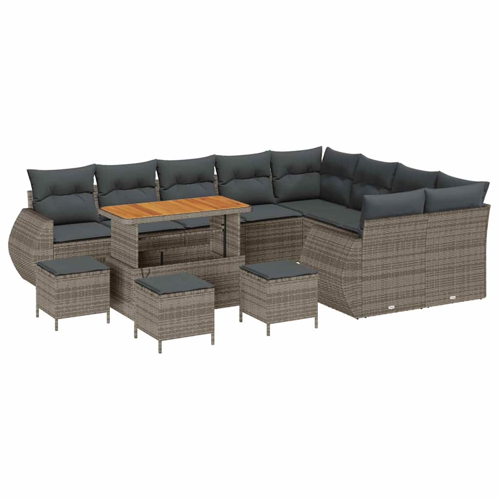 Gartensofa-set 13 pcs Grau Poly-Rattan