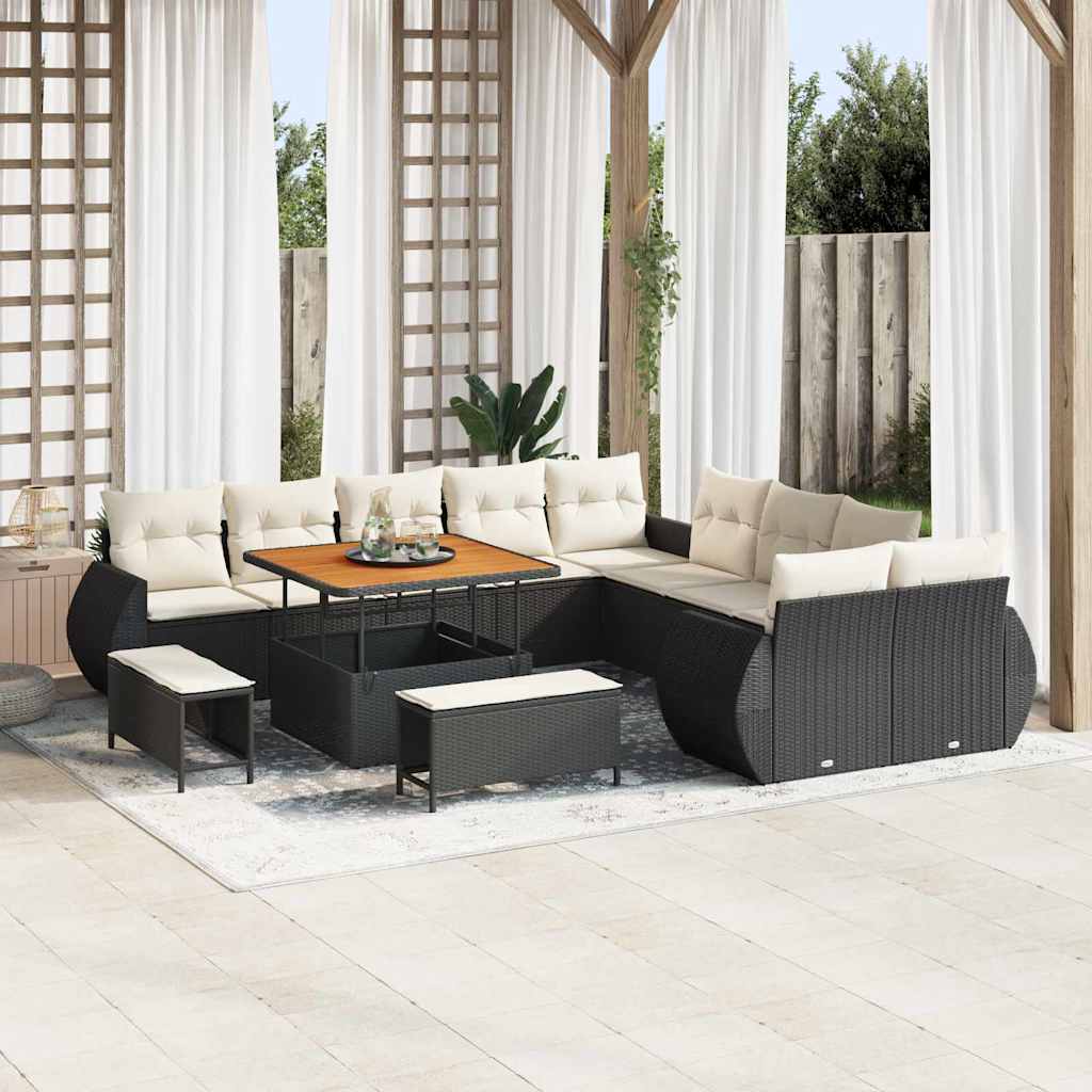 Gartensofa-set 13 pcs Schwarz Poly-Rattan
