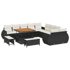 Gartensofa-set 13 pcs Schwarz Poly-Rattan