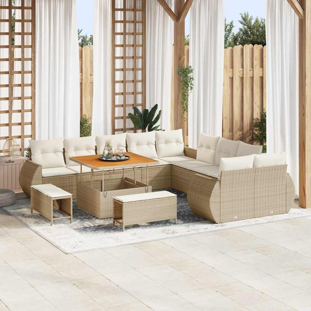 Gartensofa-set 13 pcs Beige Poly-Rattan