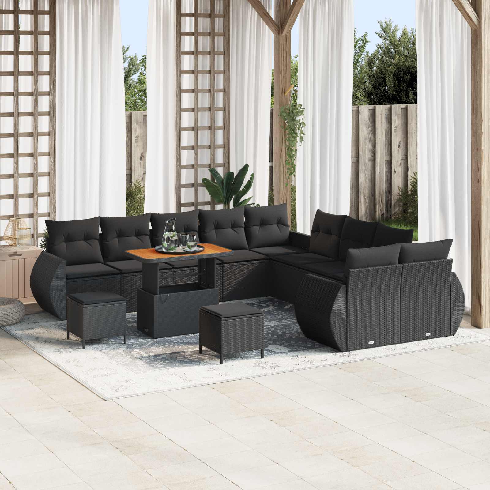 Gartensofa-set 13 pcs Schwarz Poly-Rattan