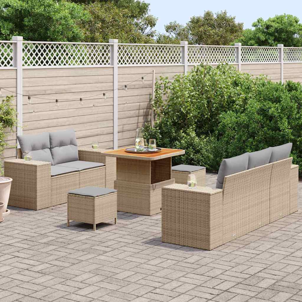 Gartensofa-set 8 pcs Beige Poly-Rattan