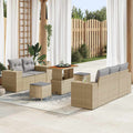 Gartensofa-set 8 pcs Beige Poly-Rattan