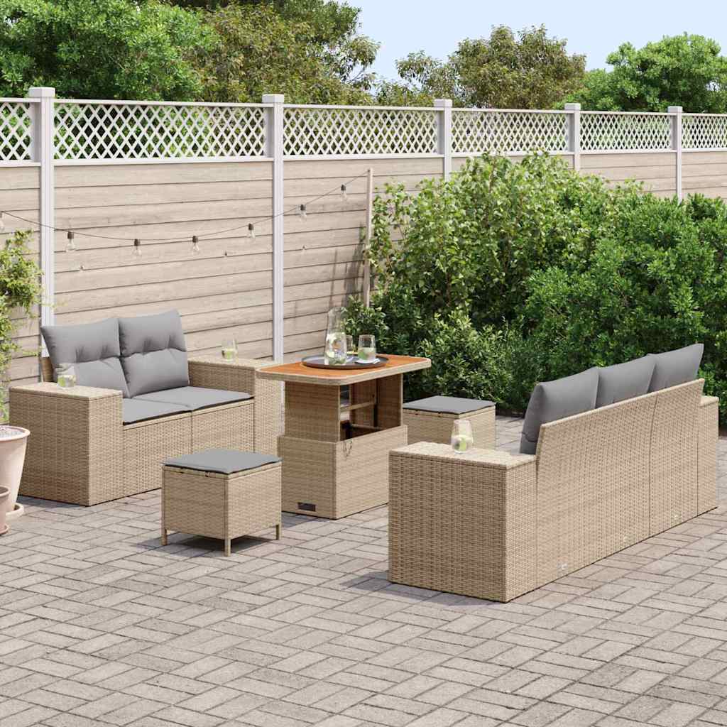 Gartensofa-set 8 pcs Beige Poly-Rattan