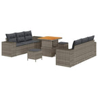 Garten-Sofa-Set mit Speicher 9 pcs Grau Poly Rattan
