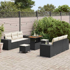 Garten-Sofa-Set mit Speicher 9 pcs Schwarz Poly Rattan