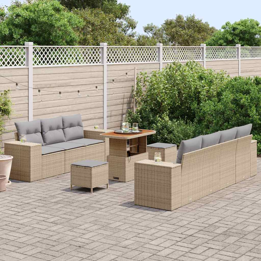 Garten-Sofa-Set 10 pcs Beige Poly-Rattan