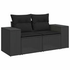 Gartensofa-set mit Kissen 11 pcs Schwarz Poly-Rattan