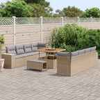 Gartensofa-set mit Kissen 11 pcs Beige Poly-Rattan