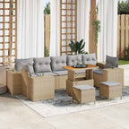 Gartensofa-set mit Kissen 10 pcs Beige Poly-Rattan