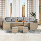 Gartensofa-set mit Kissen 10 pcs Beige Poly-Rattan