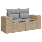 Gartensofa-set mit Kissen 10 pcs Beige Poly-Rattan