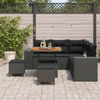 Gartensofa-set mit Kissen 8 pcs Schwarz Poly-Rattan