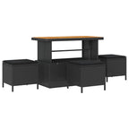 Gartensofa-set mit Kissen 9 pcs Schwarz Poly-Rattan