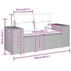 Gartensofa-set mit Kissen 9 pcs Schwarz Poly-Rattan