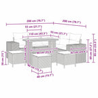 Gartensofa-set mit Kissen 9 pcs Beige Poly-Rattan