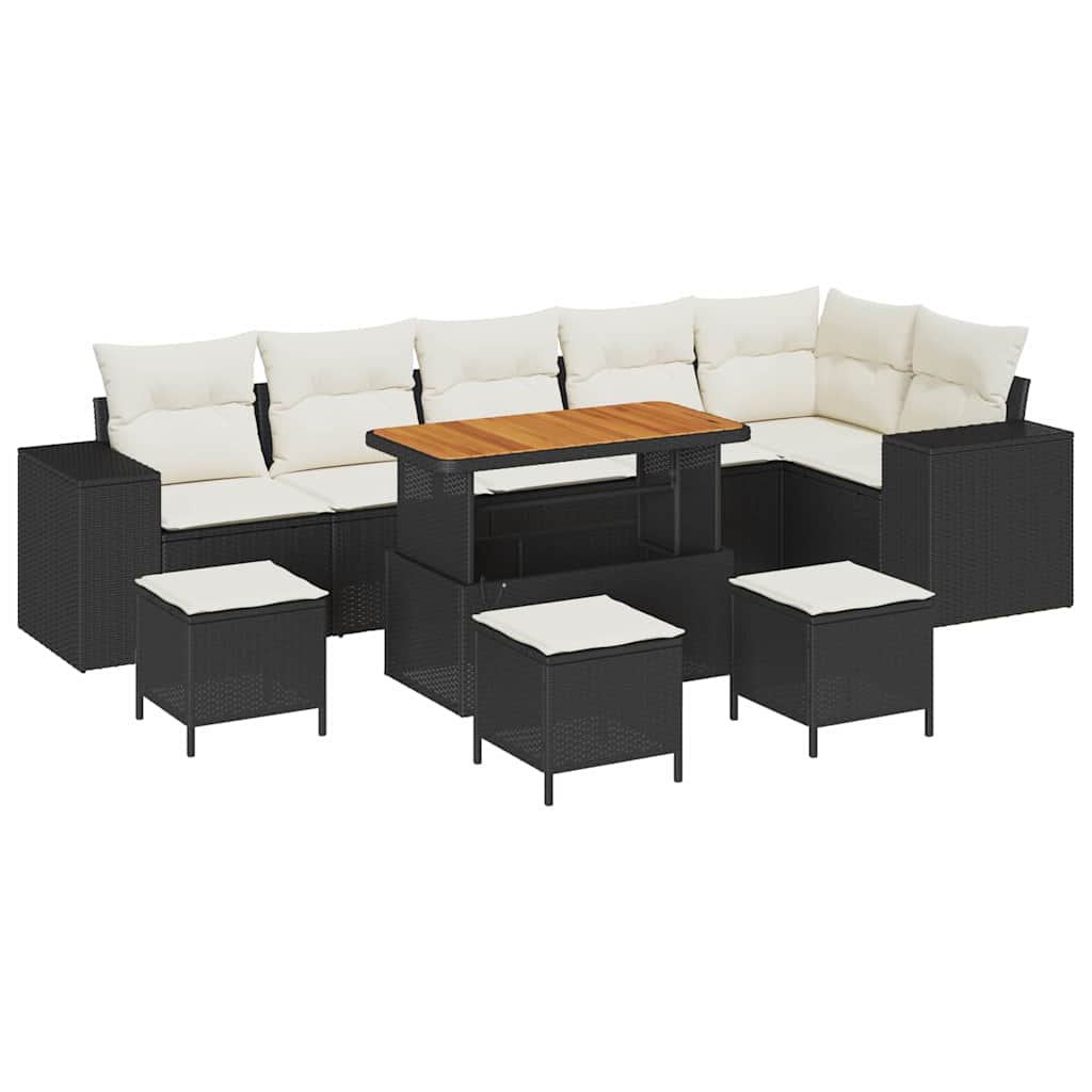 Garten-Sofa-Set 10 pcs Schwarz Poly-Rattan