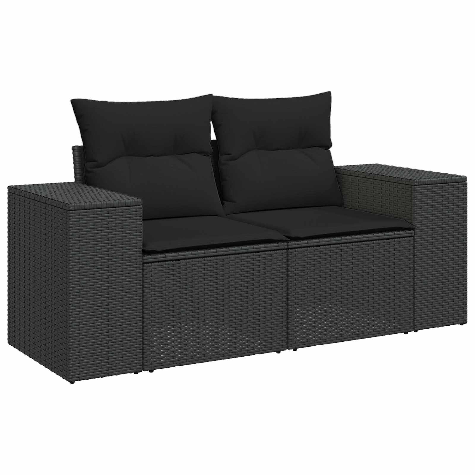 Gartensofa-set mit Kissen 12 pcs Schwarz Poly-Rattan