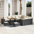 Gartensofa-set mit Kissen 12 pcs Schwarz Poly-Rattan