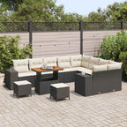 Gartensofa-set mit Kissen 12 pcs Schwarz Poly-Rattan