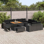 Gartensofa-set mit Kissen 13 pcs Schwarz Poly-Rattan