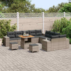 Gartensofa-set mit Kissen 13 pcs Grau Poly-Rattan