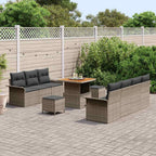 Gartensofa-set mit Kissen 10 pcs Grau Poly-Rattan