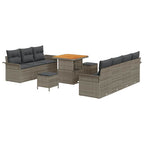 Gartensofa-set mit Kissen 10 pcs Grau Poly-Rattan