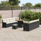 Gartensofa-set mit Kissen 11 pcs Schwarz Poly-Rattan