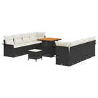 Gartensofa-set mit Kissen 11 pcs Schwarz Poly-Rattan