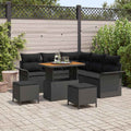 Gartensofa-set mit Kissen 8 pcs Schwarz Poly-Rattan