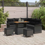 Gartensofa-set mit Kissen 8 pcs Schwarz Poly-Rattan