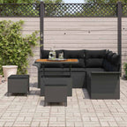 Gartensofa-set mit Kissen 8 pcs Schwarz Poly-Rattan