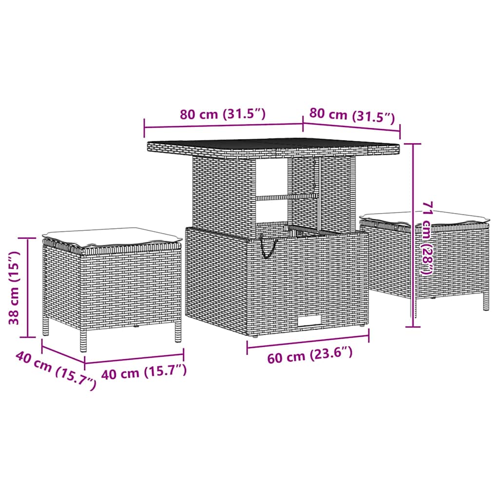 Gartensofa-set mit Kissen 9 pcs Grau Poly-Rattan