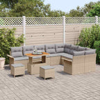 Gartensofa-set mit Kissen 12 pcs Beige Poly-Rattan