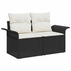Gartensofa-set mit Kissen 13 pcs Schwarz Poly-Rattan