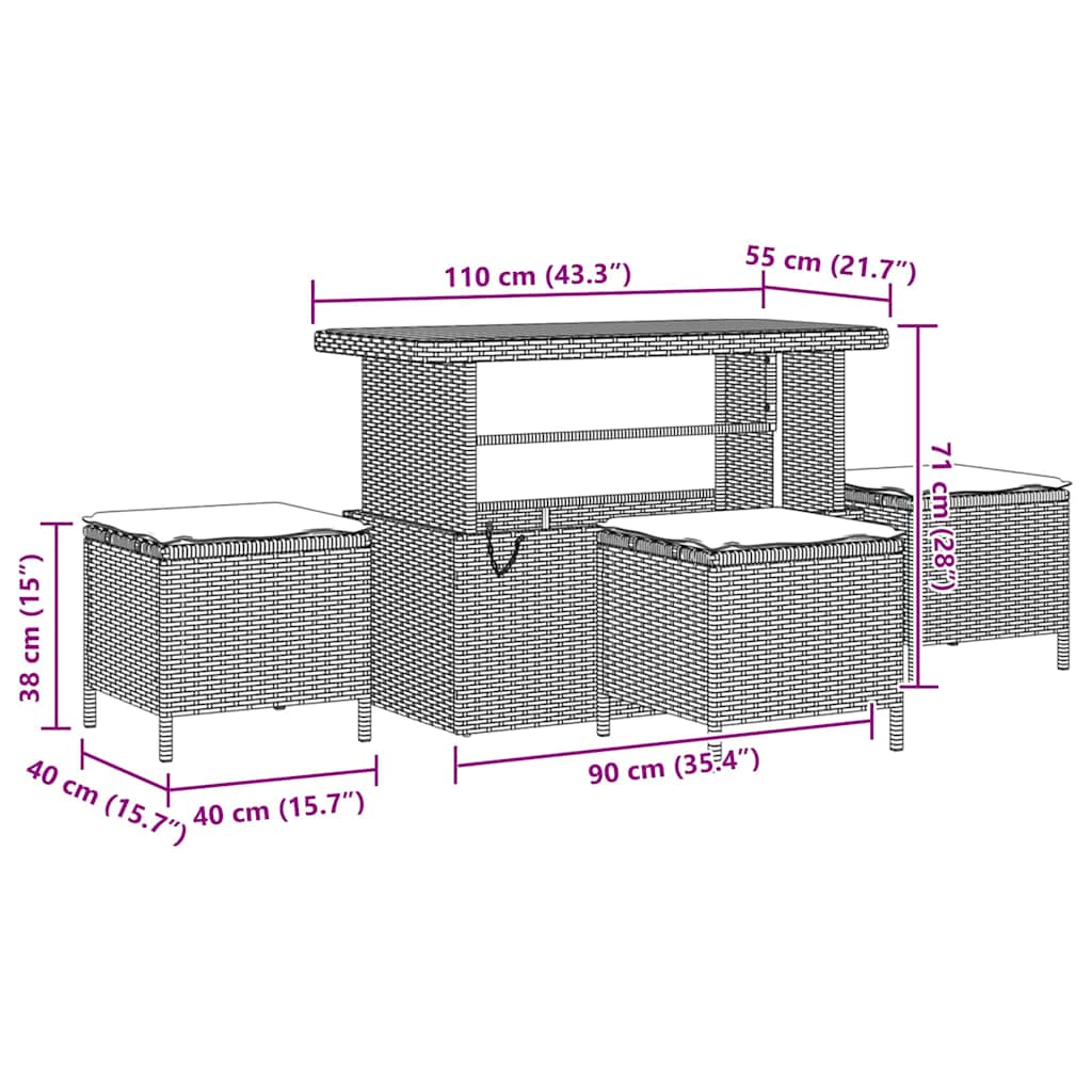 Gartensofa-set mit Kissen 13 pcs Schwarz Poly-Rattan
