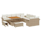 Gartensofa-set mit Kissen 13 pcs Beige Poly-Rattan
