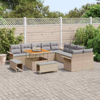 Gartensofa-set mit Kissen 13 pcs Beige Poly-Rattan