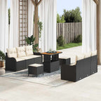 Gartensofa-set mit Kissen 9 pcs Schwarz Poly-Rattan