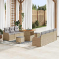 Gartensofa-set mit Kissen 10 pcs Beige Poly-Rattan