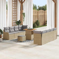 Gartensofa-set mit Kissen 11 pcs Beige Poly-Rattan