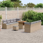 Gartensofa-set mit Kissen 11 pcs Beige Poly-Rattan