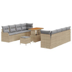 Gartensofa-set mit Kissen 11 pcs Beige Poly-Rattan