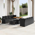 Gartensofa-set mit Kissen 11 pcs Schwarz Poly-Rattan
