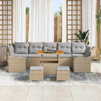 Gartensofa-set mit Kissen 10 pcs Beige Poly-Rattan