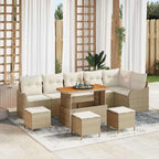 Gartensofa-set mit Kissen 10 pcs Beige Poly-Rattan