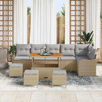 Gartensofa-set mit Kissen 10 pcs Beige Poly-Rattan