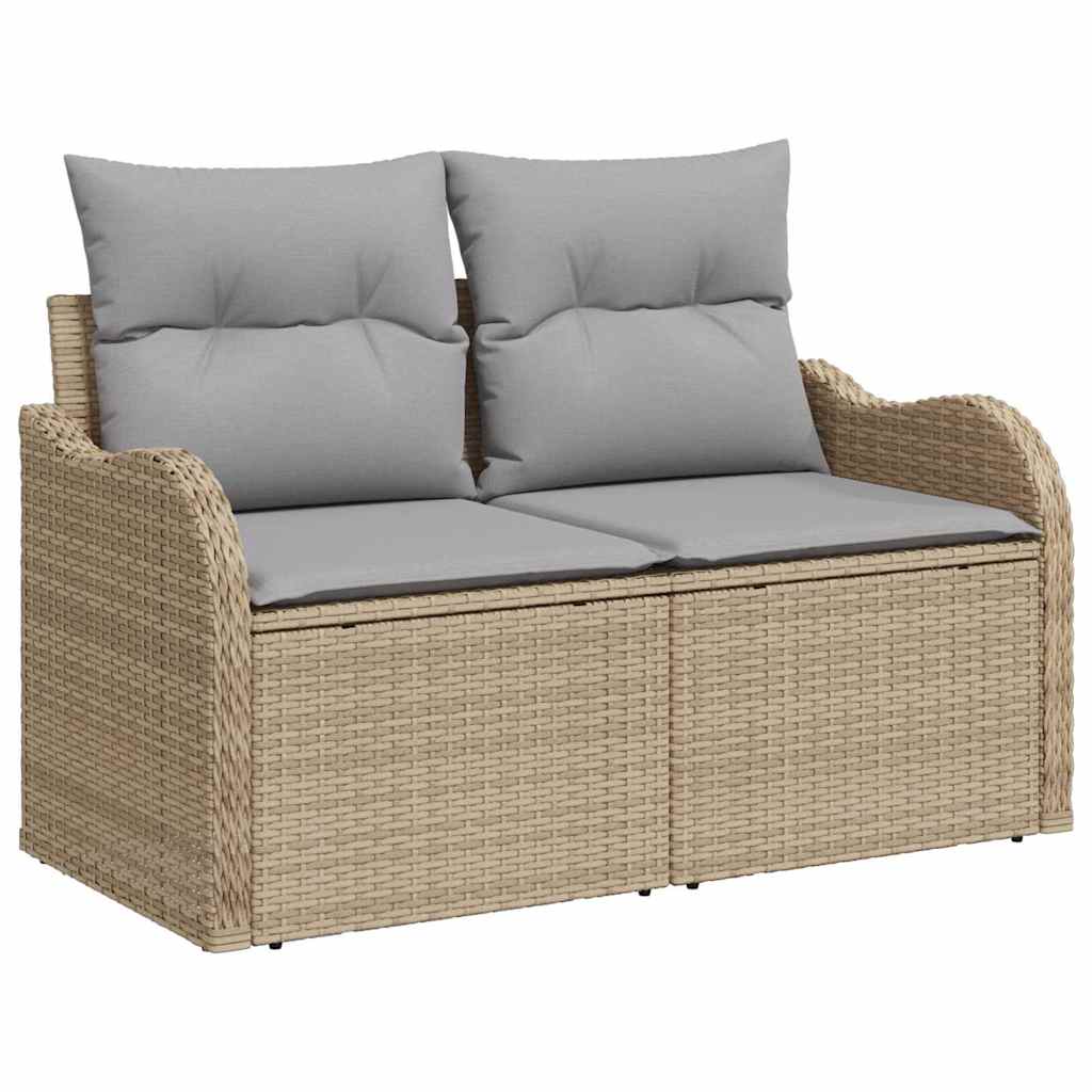 Gartensofa-set mit Kissen 10 pcs Beige Poly-Rattan